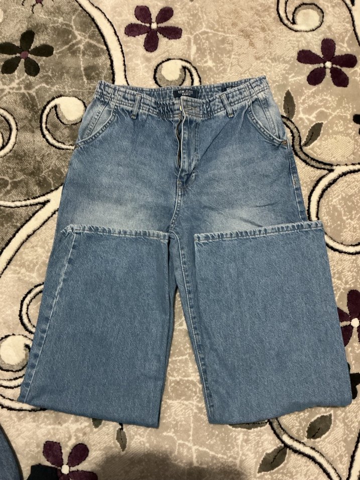 Kadın Gri Mavi Bol Kesim Kot Pantolon - Görsel 2