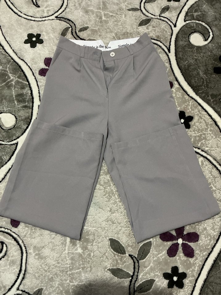 Gri Midi Kadın Kumaş Pantolon - Görsel 2