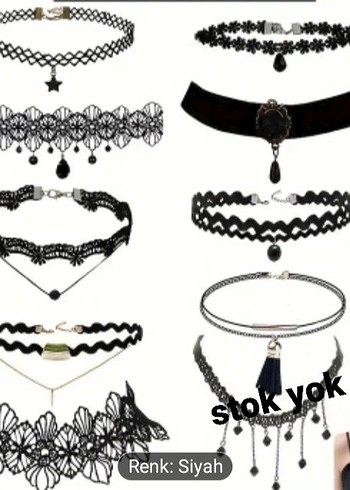 Siyah Gotik Dantel Mini Kadın Kolyesi