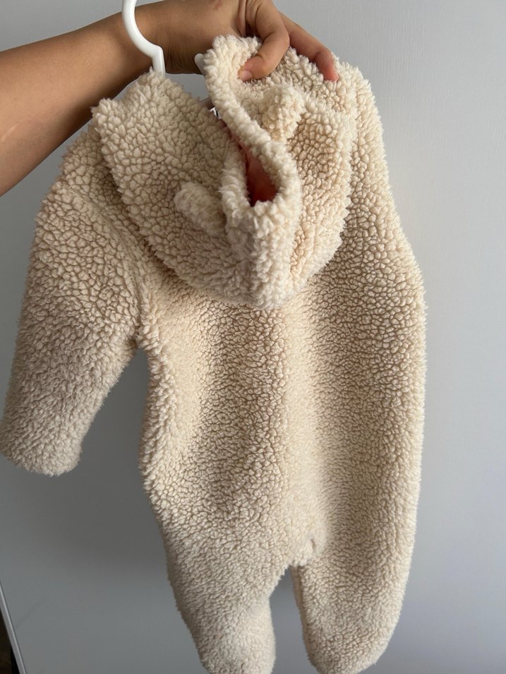 Bej Peluş Bebek Tulumu/montu - Görsel 3