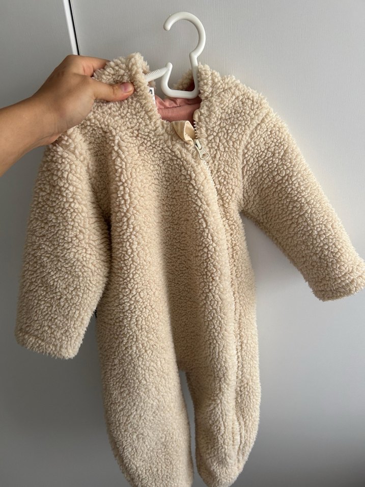 Bej Peluş Bebek Tulumu/montu - Görsel 2