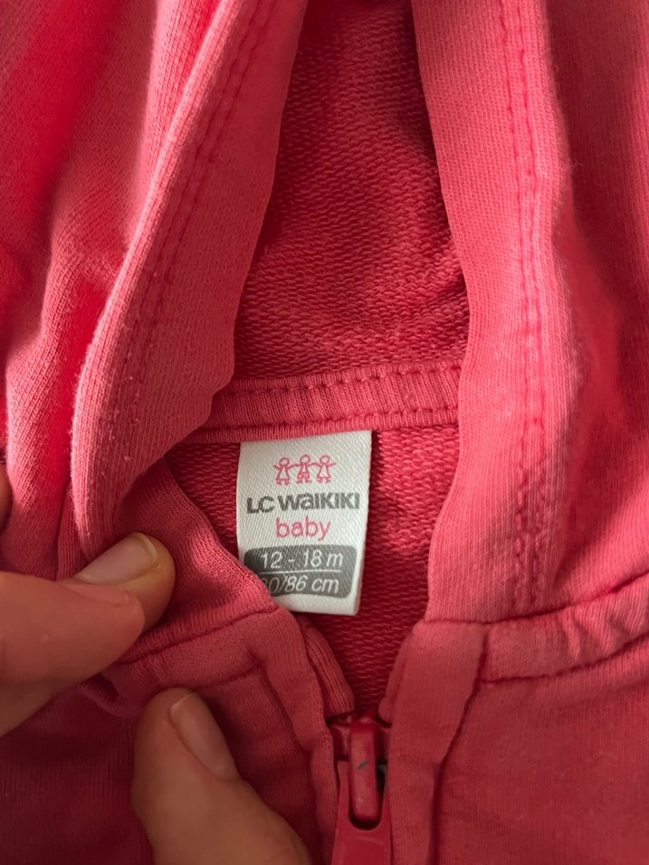 Kızlar için parlak pembe fermuarlı kapüşonlu sweatshirt - Görsel 4