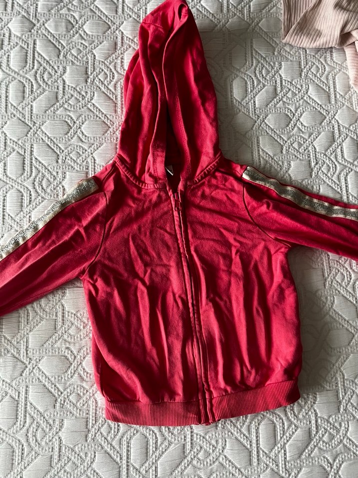 Kızlar için parlak pembe fermuarlı kapüşonlu sweatshirt - Görsel 3