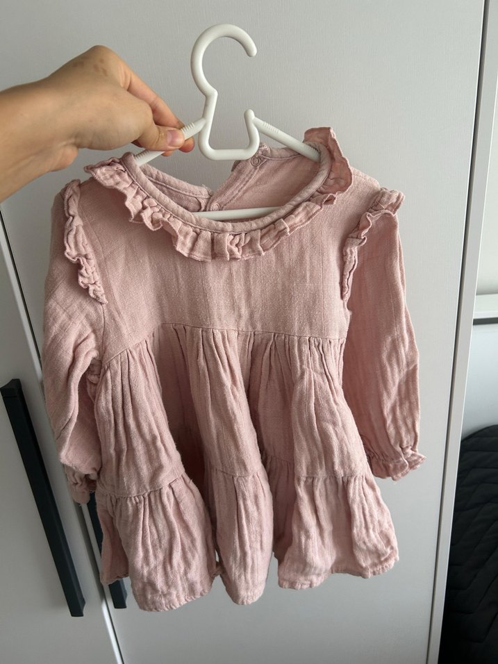 Fırfırlı Keten Kız Elbisesi - Görsel 2