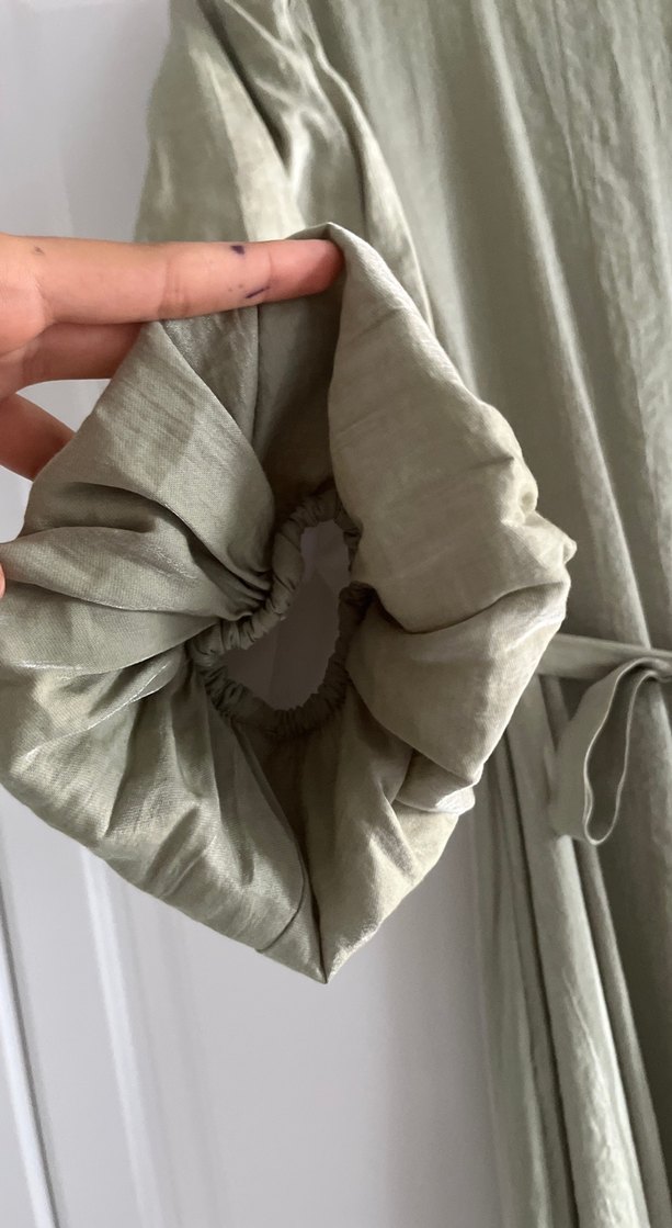 Kadın yeşil uzun tesettür elbise - Görsel 3