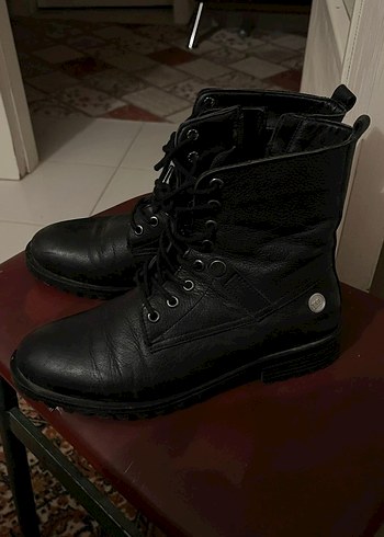 Siyah Deri Kadın Punk Stiletto Bot