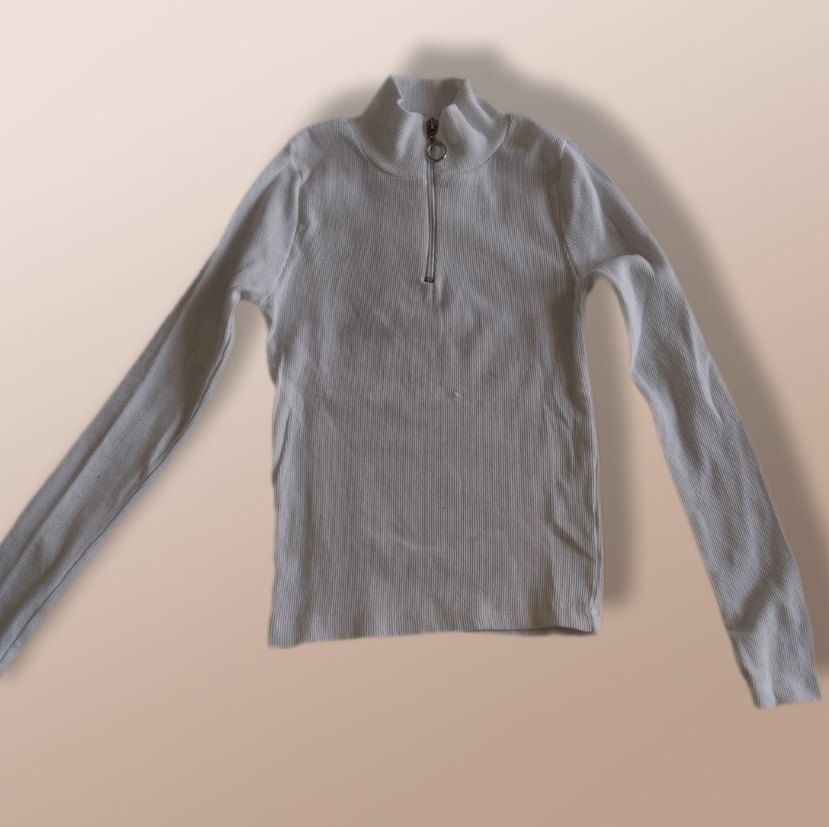 Beyaz  Fermuarlı Yüksek Yakalı Kadın kazak - Görsel 2