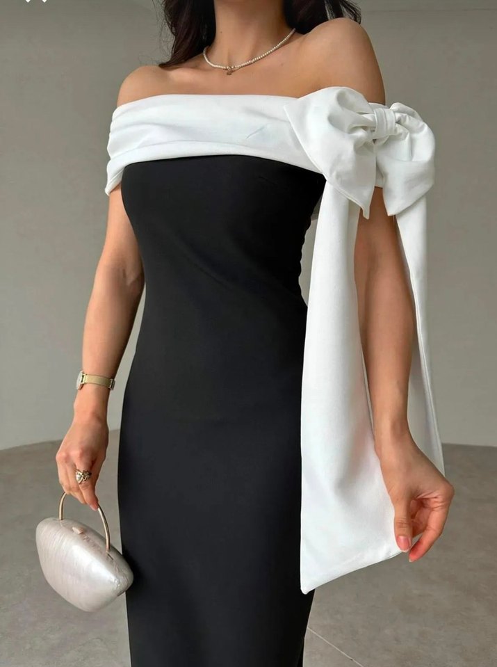 çift renk Kadın midi Elbise - Görsel 4