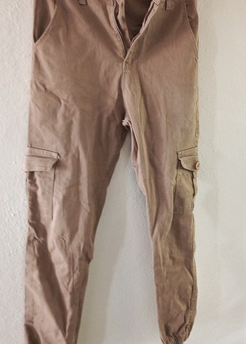 Kadın Bej Keten Kemerli Rahat Pantolon
