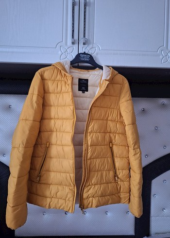 Mavi Sarı Fermuarlı Kadın Kışlık Mont - Görsel 2