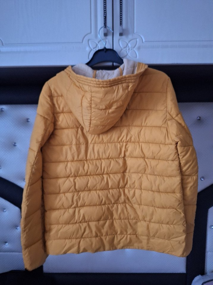 Mavi Sarı Fermuarlı Kadın Kışlık Mont - Görsel 4