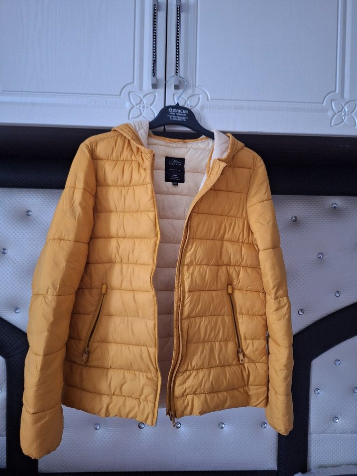 Mavi Sarı Fermuarlı Kadın Kışlık Mont - Görsel 2