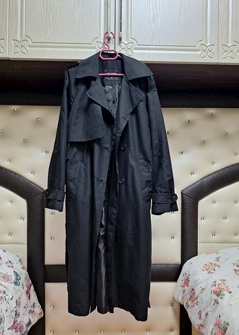 Kadın Siyah Uzun Kuşaklı Trençkot - Görsel 2