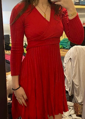 Kırmızı Midi Elbise - Görsel 3