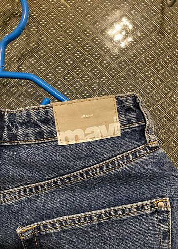 Kadın Mavi Bol Kesim Kemerli Kot Pantolon - Görsel 6