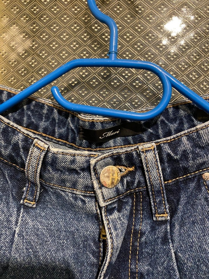 Kadın Mavi Bol Kesim Kemerli Kot Pantolon - Görsel 4