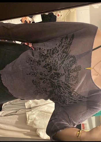 Mor Gotik Drapeli Uzun Kollu Bluz - Görsel 2