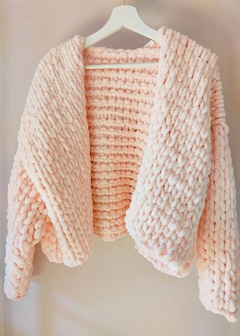 Kız Çocuk Beyaz Nakışlı Örgü Yelek - Görsel 3