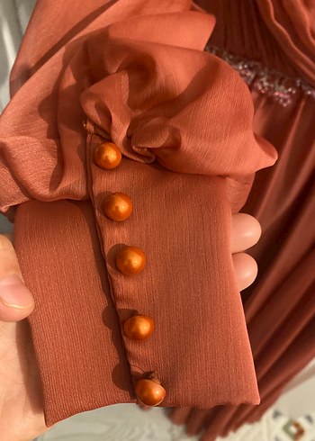 Klasik Şıklık Kahverengi Uzun Abiye Elbise - Görsel 5