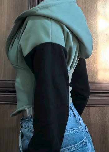 Diğer Fermuarlı Yüksek Yakalı Yeşil Kadın Sweatshirt (ceket)