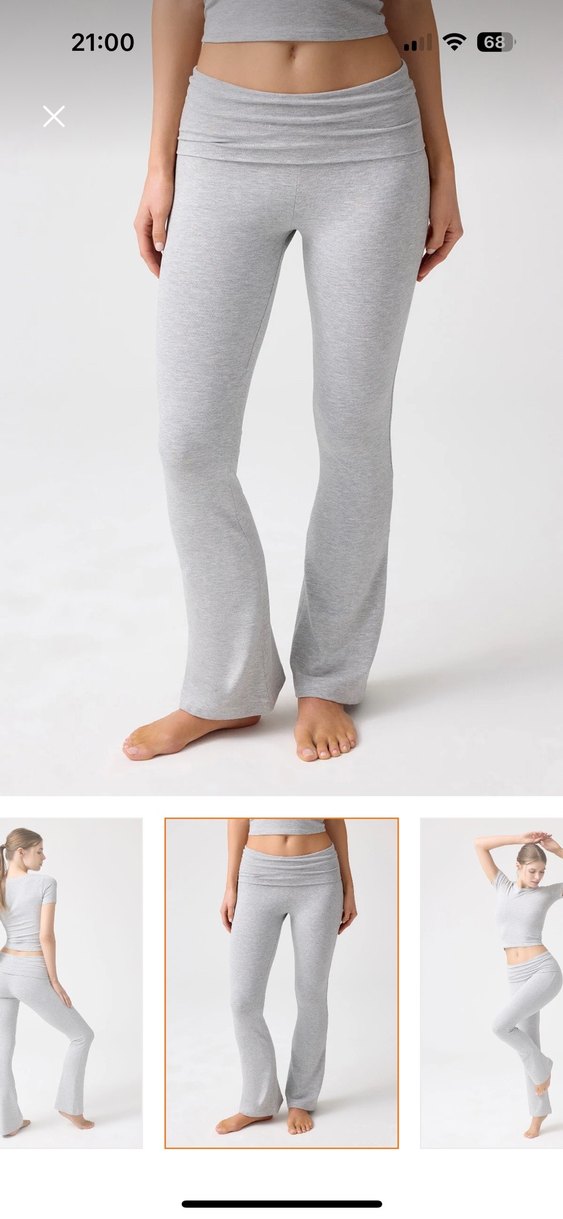 Gri Melanj Ispanyol Paça Jarse Pantolon - Görsel 2