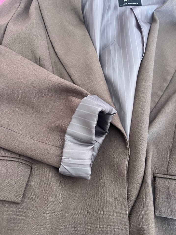 Kahverengi  Kadın Midi Blazer Ceket - Görsel 2