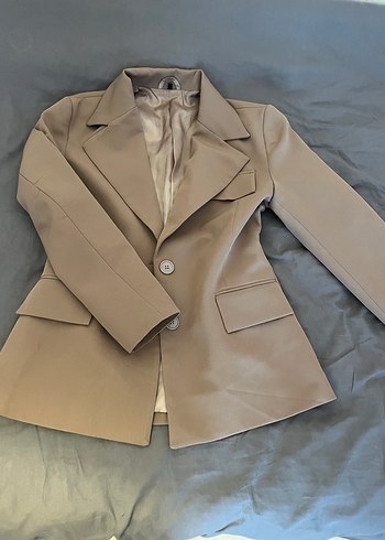 Bej Düğmeli Kadın Blazer Ceket