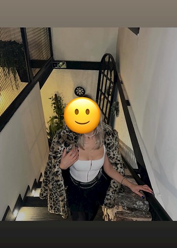 H&M Leopar Desenli Uzun Kollu Kadın Suni Kürk