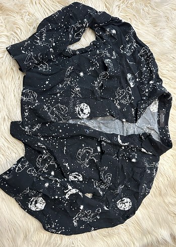 Siyah Desenli Gevşek Kesim Kadın Gömlek - Görsel 2