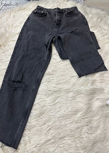 Gri Kadın Denim Midi Pantolon - Görsel 2