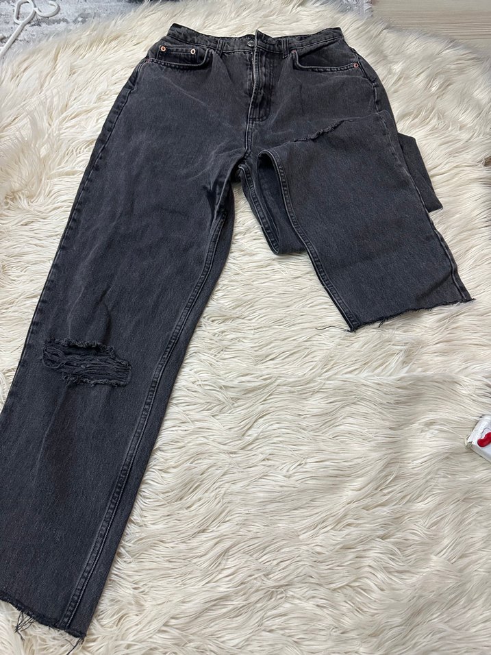 Gri Kadın Denim Midi Pantolon - Görsel 2