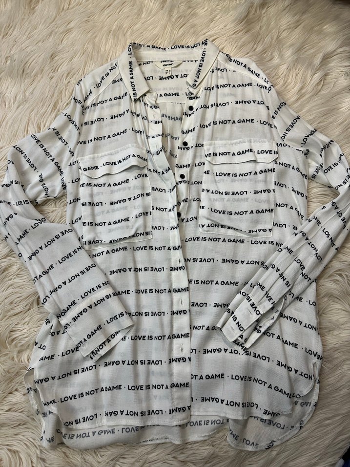 Düğmeli Baskılı Uzun Kollu Gömlek - Görsel 2