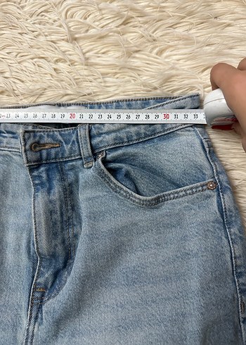 Kadın Bohem Tarzı Kürklü Mavi Denim Pantolon - Görsel 5