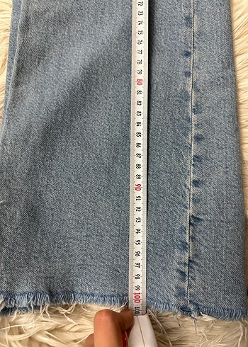 Kadın Bohem Tarzı Kürklü Mavi Denim Pantolon - Görsel 4