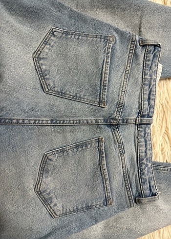 Kadın Bohem Tarzı Kürklü Mavi Denim Pantolon - Görsel 3