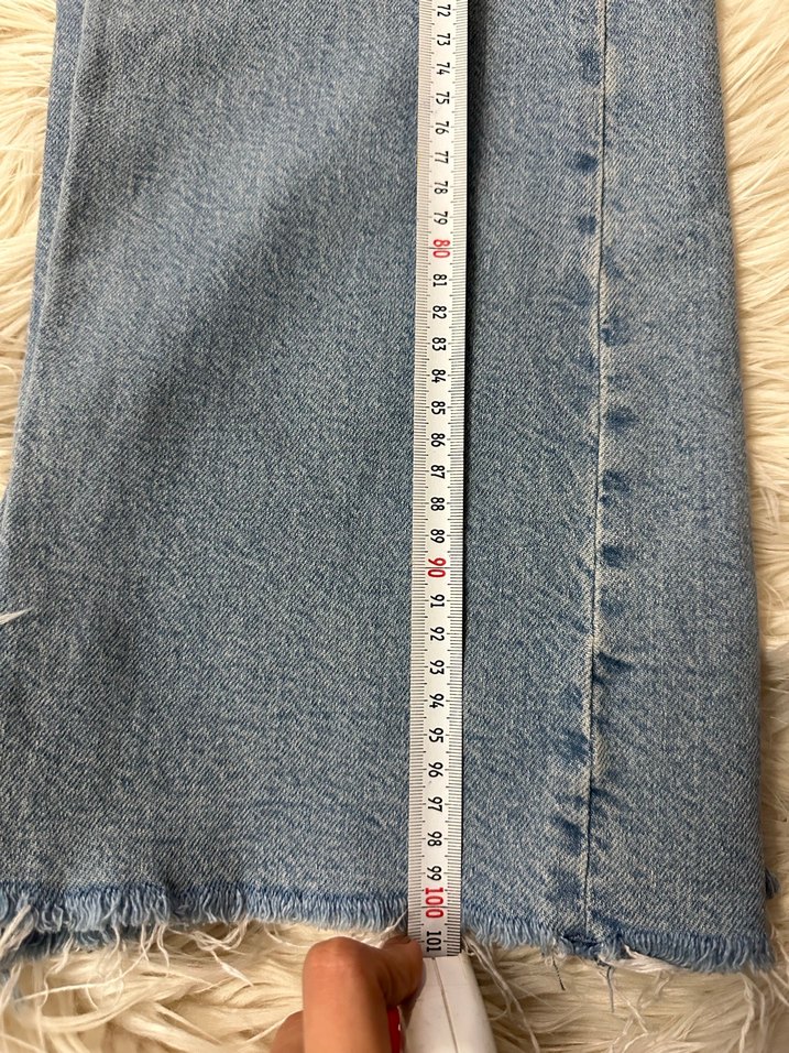 Kadın Bohem Tarzı Kürklü Mavi Denim Pantolon - Görsel 4