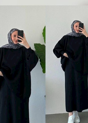 Diğer Kadın Yeşil siyah gri Salaş Uzun Kollu etekli takım