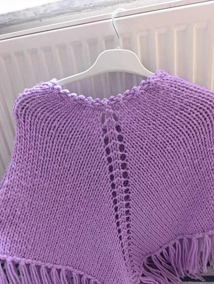 Mor Bohem V Yaka Kız Örgü Panco - Görsel 2