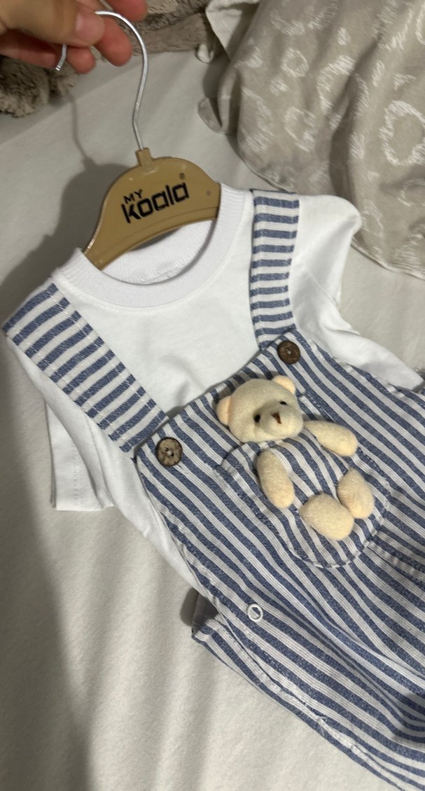 Nakışlı Ayıcık Detaylı Bebek Takımı - Görsel 3