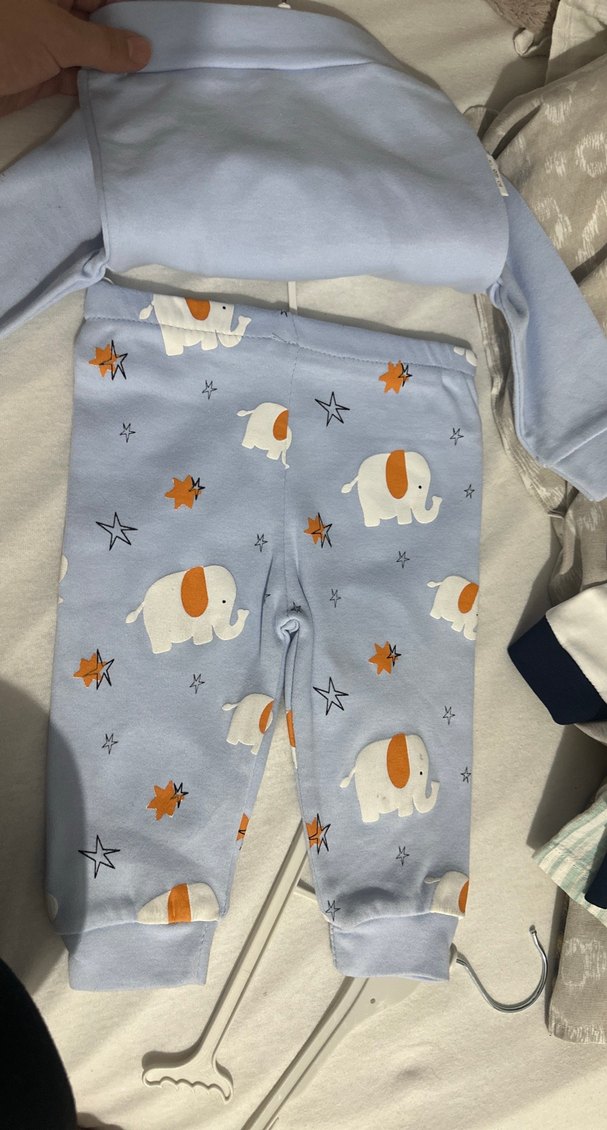 Mavi Erkek Bebek Fil Desenli Takım - Görsel 3