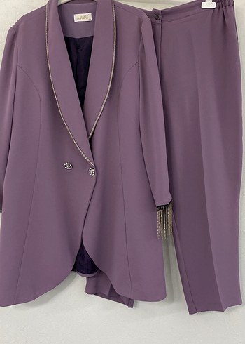 Lila Zincir Detaylı Kadın blazer Takım