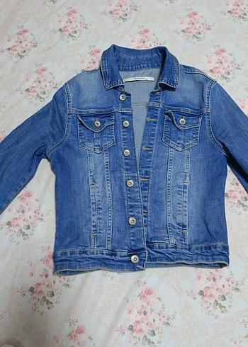 Düğmeli Mavi Kadın Denim Ceket