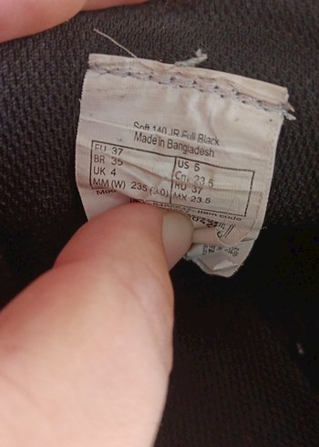 37 Beden siyah Renk Erkek Çocuk Siyah Cırtlı Spor Ayakkabı