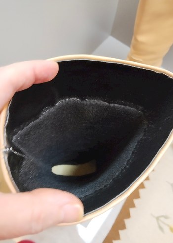 Ten rengi Suni Deri Kadın  Çizme Blok Topuklu - Görsel 4