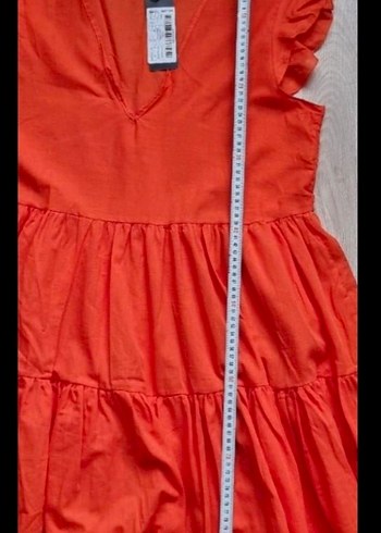 Turuncu V Yaka plaj Elbisesi - Görsel 6