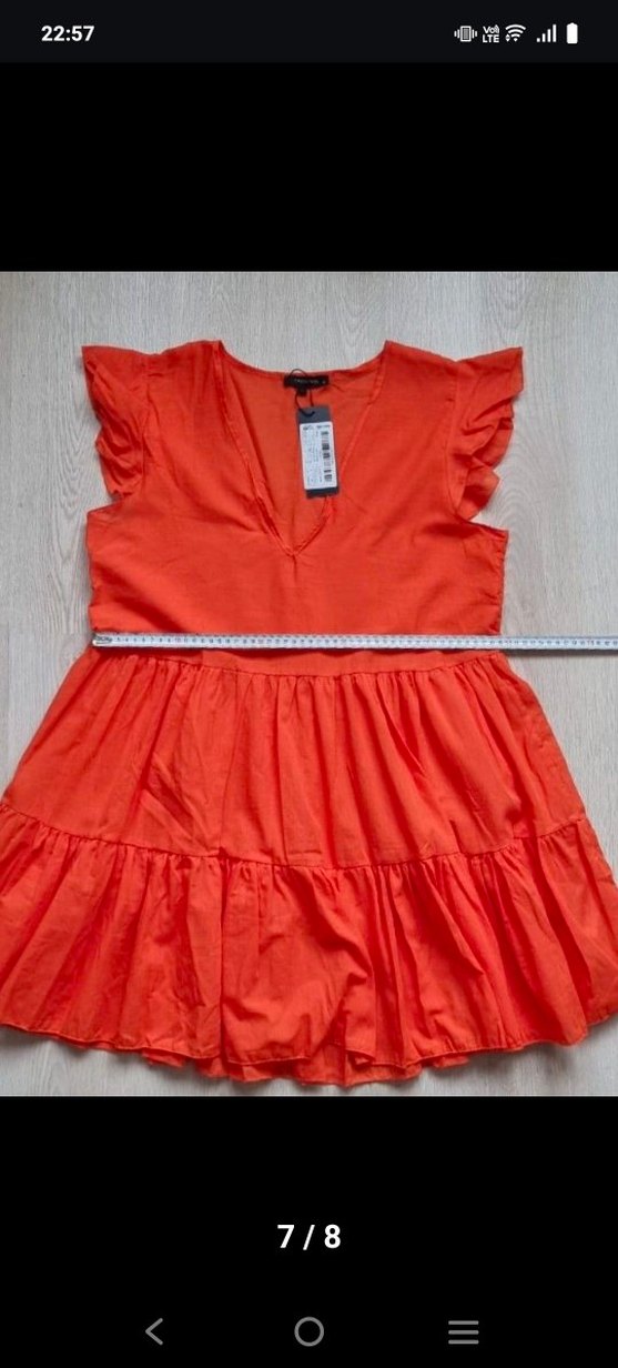 Turuncu V Yaka plaj Elbisesi - Görsel 5