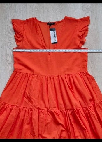 Volanlı Turuncu Mini Bohem Elbise - Görsel 5