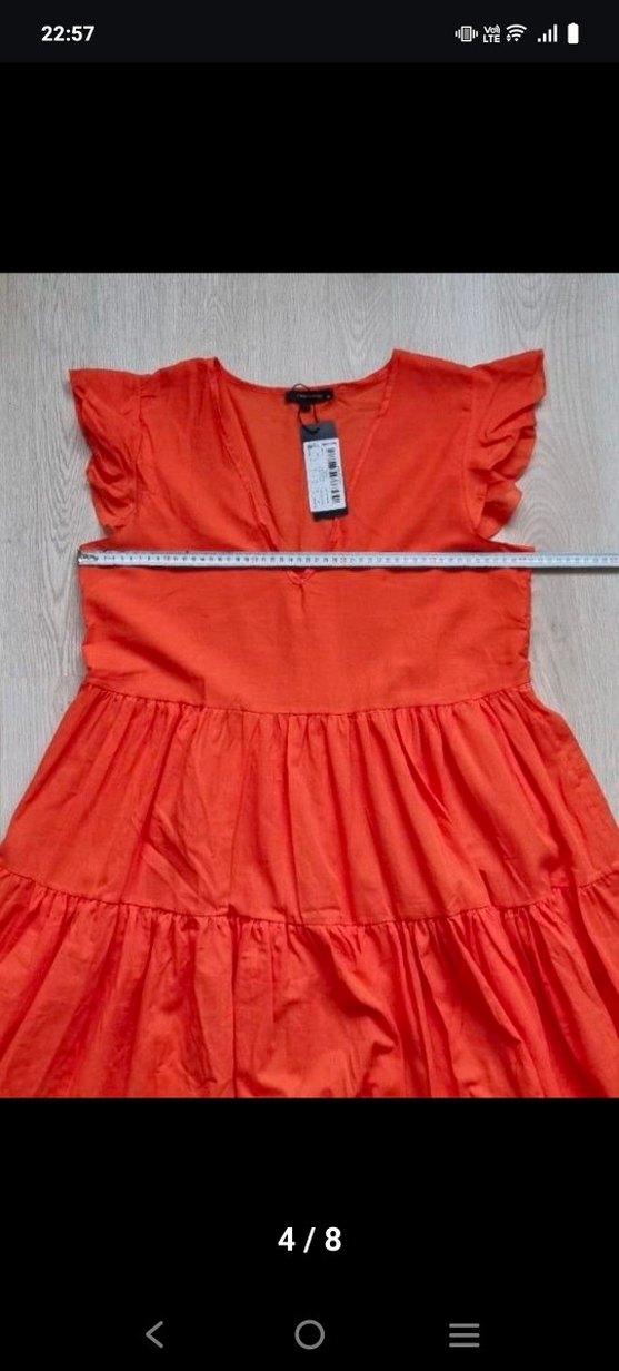 Volanlı Turuncu Mini Bohem Elbise - Görsel 5