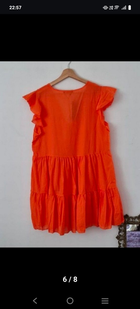 Volanlı Turuncu Mini Bohem Elbise - Görsel 3