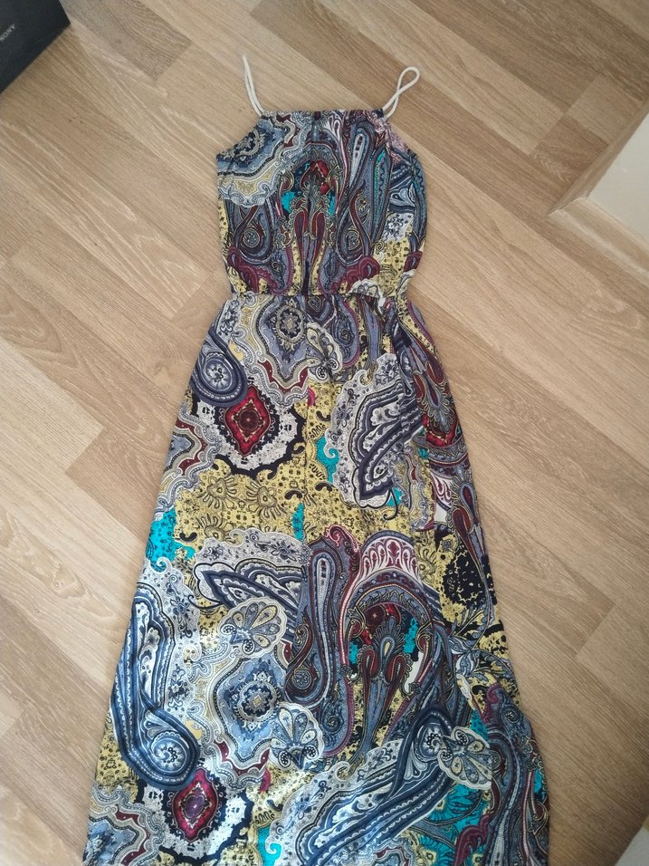 Renkli Desenli Bohem Uzun Elbise - Görsel 2